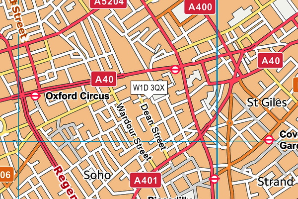 W1D 3QX map - OS VectorMap District (Ordnance Survey)