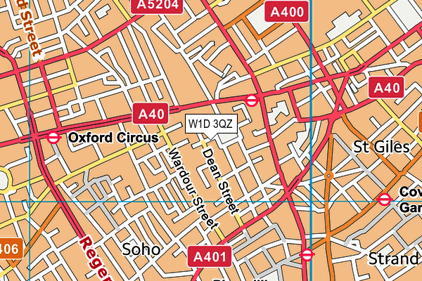 W1D 3QZ map - OS VectorMap District (Ordnance Survey)