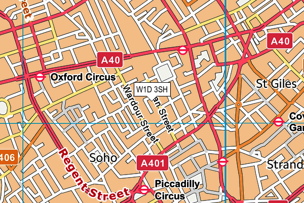 W1D 3SH map - OS VectorMap District (Ordnance Survey)