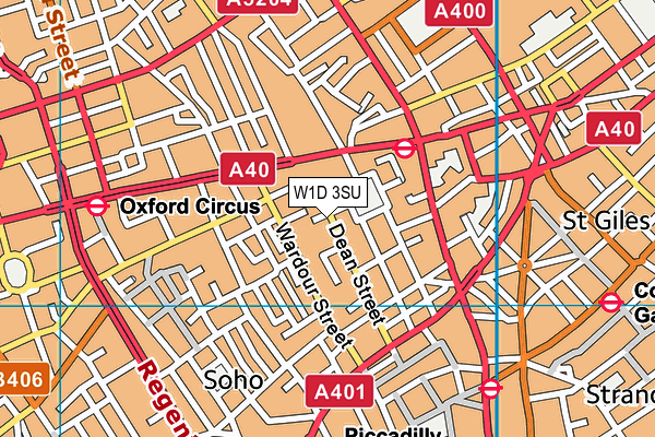 W1D 3SU map - OS VectorMap District (Ordnance Survey)