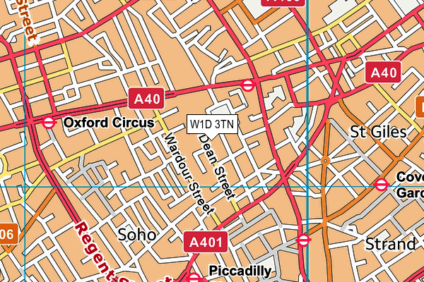 W1D 3TN map - OS VectorMap District (Ordnance Survey)