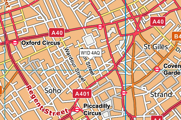 W1D 4AQ map - OS VectorMap District (Ordnance Survey)