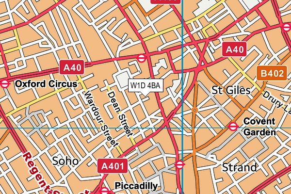 W1D 4BA map - OS VectorMap District (Ordnance Survey)