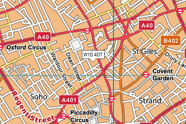 W1D 4DT map - OS VectorMap District (Ordnance Survey)