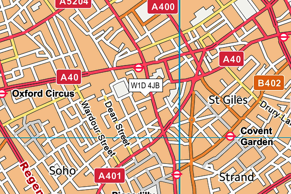 W1D 4JB map - OS VectorMap District (Ordnance Survey)