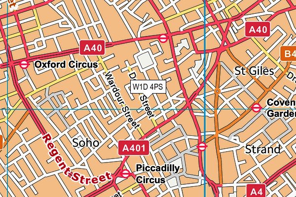 W1D 4PS map - OS VectorMap District (Ordnance Survey)