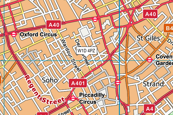 W1D 4PZ map - OS VectorMap District (Ordnance Survey)