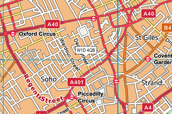 W1D 4QB map - OS VectorMap District (Ordnance Survey)