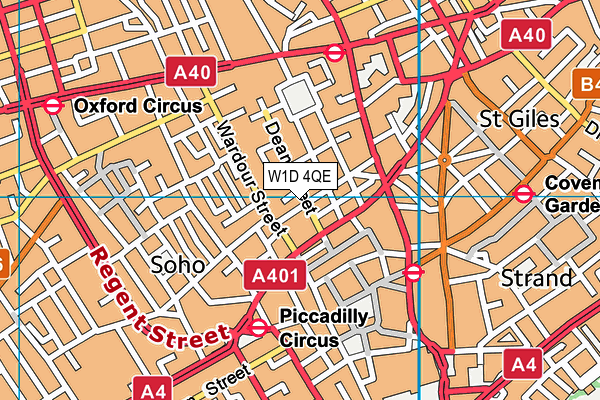 W1D 4QE map - OS VectorMap District (Ordnance Survey)