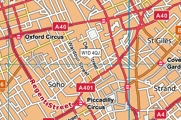 W1D 4QJ map - OS VectorMap District (Ordnance Survey)
