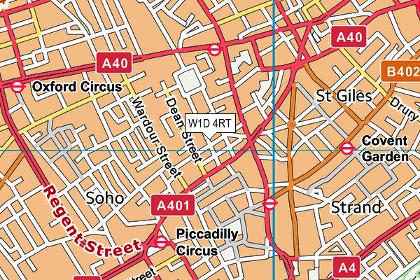 W1D 4RT map - OS VectorMap District (Ordnance Survey)