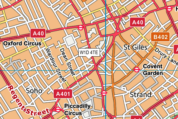 W1D 4TE map - OS VectorMap District (Ordnance Survey)