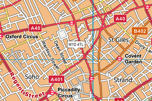 W1D 4TL map - OS VectorMap District (Ordnance Survey)