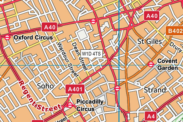 W1D 4TS map - OS VectorMap District (Ordnance Survey)