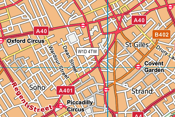 W1D 4TW map - OS VectorMap District (Ordnance Survey)
