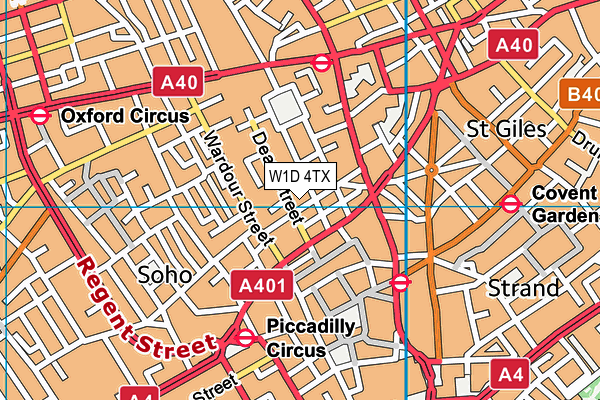 W1D 4TX map - OS VectorMap District (Ordnance Survey)