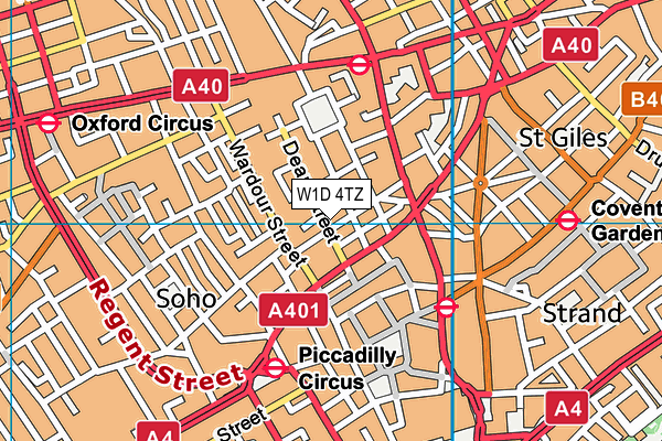 W1D 4TZ map - OS VectorMap District (Ordnance Survey)