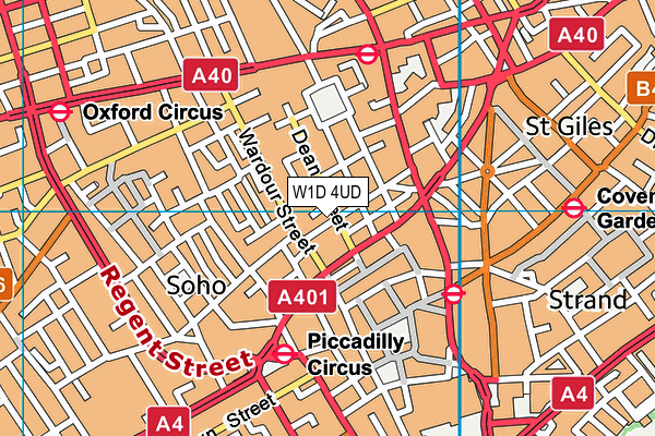 W1D 4UD map - OS VectorMap District (Ordnance Survey)