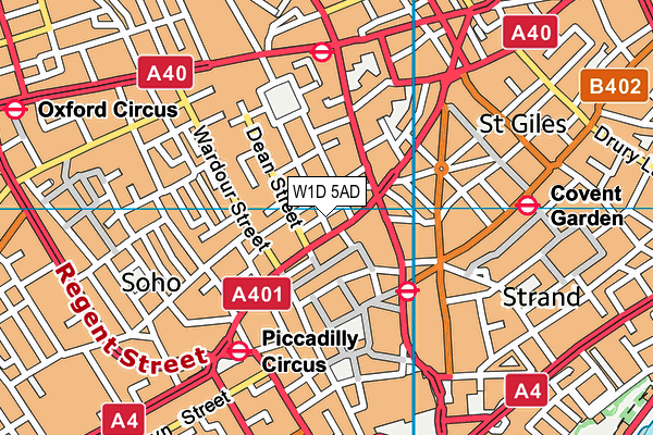 W1D 5AD map - OS VectorMap District (Ordnance Survey)