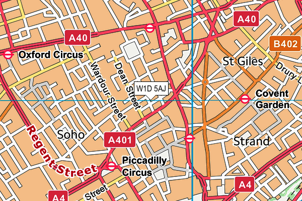 W1D 5AJ map - OS VectorMap District (Ordnance Survey)