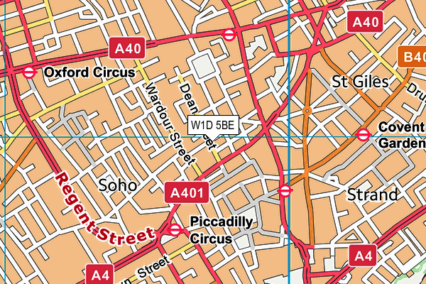 W1D 5BE map - OS VectorMap District (Ordnance Survey)