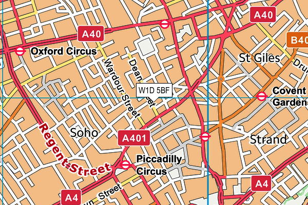 W1D 5BF map - OS VectorMap District (Ordnance Survey)