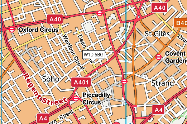 W1D 5BG map - OS VectorMap District (Ordnance Survey)