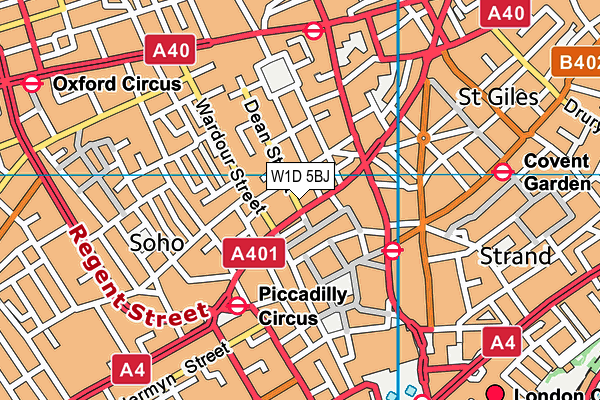 W1D 5BJ map - OS VectorMap District (Ordnance Survey)