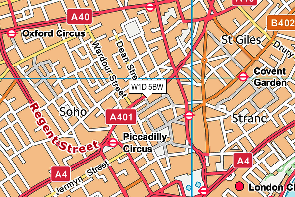 W1D 5BW map - OS VectorMap District (Ordnance Survey)