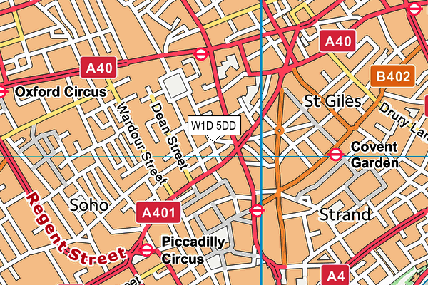 W1D 5DD map - OS VectorMap District (Ordnance Survey)