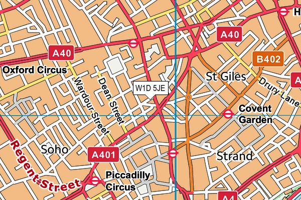 W1D 5JE map - OS VectorMap District (Ordnance Survey)