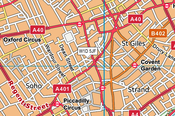 W1D 5JF map - OS VectorMap District (Ordnance Survey)