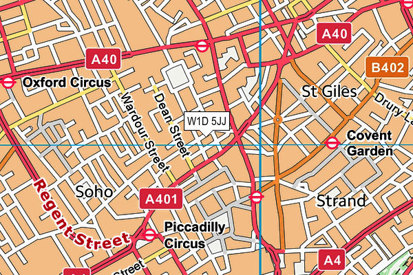 W1D 5JJ map - OS VectorMap District (Ordnance Survey)