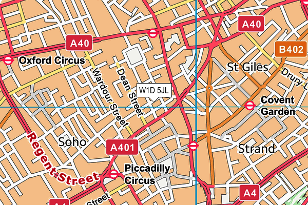 W1D 5JL map - OS VectorMap District (Ordnance Survey)