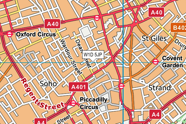 W1D 5JP map - OS VectorMap District (Ordnance Survey)