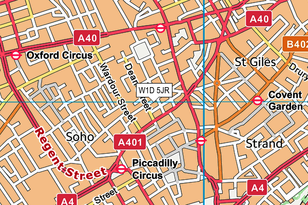 W1D 5JR map - OS VectorMap District (Ordnance Survey)