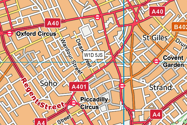 W1D 5JS map - OS VectorMap District (Ordnance Survey)