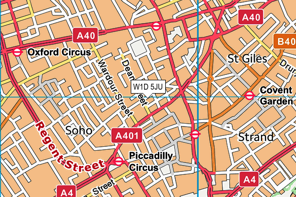 W1D 5JU map - OS VectorMap District (Ordnance Survey)