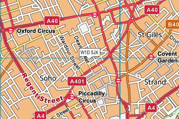 W1D 5JX map - OS VectorMap District (Ordnance Survey)