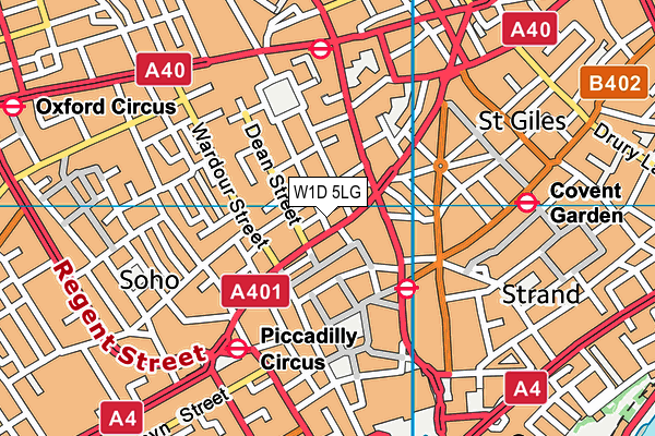 W1D 5LG map - OS VectorMap District (Ordnance Survey)