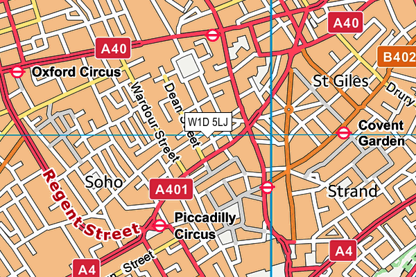 W1D 5LJ map - OS VectorMap District (Ordnance Survey)