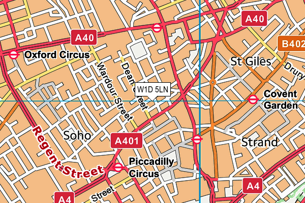 W1D 5LN map - OS VectorMap District (Ordnance Survey)