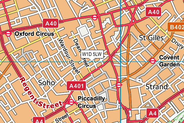 W1D 5LW map - OS VectorMap District (Ordnance Survey)
