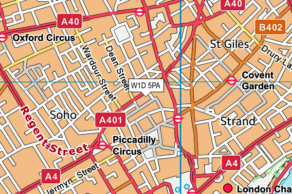 W1D 5PA map - OS VectorMap District (Ordnance Survey)