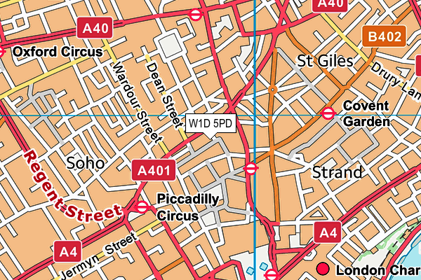 W1D 5PD map - OS VectorMap District (Ordnance Survey)