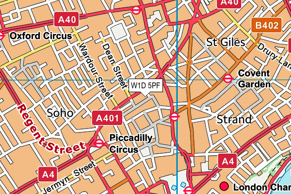 W1D 5PF map - OS VectorMap District (Ordnance Survey)