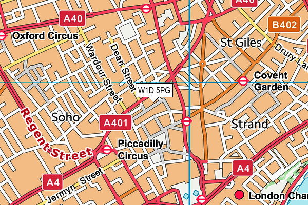 W1D 5PG map - OS VectorMap District (Ordnance Survey)