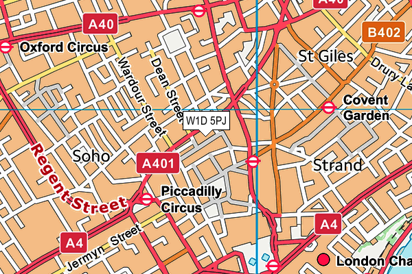 W1D 5PJ map - OS VectorMap District (Ordnance Survey)