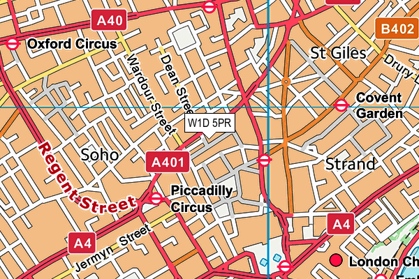 W1D 5PR map - OS VectorMap District (Ordnance Survey)