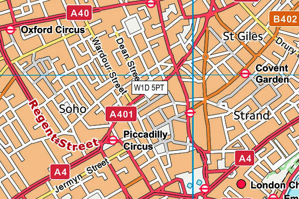 W1D 5PT map - OS VectorMap District (Ordnance Survey)